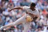 San Francisco Giants relief pitcher Joel Peguero works against the Colorado Rockies in the seventh inning of a baseball game Sunday, May 31, 2026, in Denver. (AP Photo/David Zalubowski)