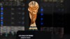 The FIFA World Cup soccer trophy is displayed during the opening ceremony of the International Broadcast Center, Monday, June 1, 2026, in Dallas. (AP Photo/Tony Gutierrez)