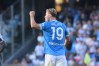 Napoli's Rasmus Hojlund celebrates after scoring during the Serie A soccer match between Napoli and Udinese in Naples, Italy, Sunday, May 24, 2026. (Alessandro Garofalo/LaPresse via AP)
