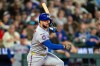 New York Mets' Luis Torrens hits a double during the eighth inning of a baseball game against the Seattle Mariners, Wednesday, June 3, 2026, in Seattle. (AP Photo/Stephen Brashear)