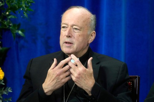 FILE - Cardinal Robert McElroy of Washington attends a press conference at the North American College in Rome, Friday, May 9, 2025. (AP Photo/Gregorio Borgia,File)