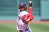 Boston Red Sox starting pitcher Brayan Bello delivers during the first inning of a baseball game against the Baltimore Orioles, Thursday, June 4, 2026, in Boston. (AP Photo/Charles Krupa)