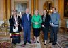 Britain's King Charles III receives (left to right) Roseanne Archibald, national chief of the Assembly of First Nations; H.E. The Rt Hon, Mary Simon, Governor General of Canada; Cassidy Caron, president of the National Métis Council; and Natan Obed, president of Inuit Tapiriit Kanatami, during an audience at Buckingham Palace, London, on Thursday May 4, 2023. (Gareth Fuller/Pool Photo via AP)