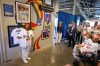 Joyce Henderson, left, sister of Glenn Burke, speaks during a ceremony prior to a baseball game to unveil a tribute to LGBTQ+ trailblazers and former Los Angeles Dodgers players Billy Bean and Burke, who were among the first professional athletes to identify as gay, Friday, June 5, 2026, in Los Angeles. (AP Photo/Mark J. Terrill)