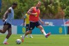 England forwards Harry Kane, right, and Marcus Rashford work out during a training session for the national soccer team in Palm Beach Gardens, Fla., Tuesday, June 2, 2026, ahead of the World Cup soccer tournament. (AP Photo/Rebecca Blackwell)