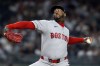 Boston Red Sox pitcher Aroldis Chapman throws during the ninth inning of a baseball game against the New York Yankees, Friday, June 5, 2026, in New York. (AP Photo/Adam Hunger)