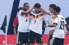 Germany forward Kai Havertz (7) celebrates with teammates after scoring a goal during the first half of an international friendly soccer match against United States in Chicago, Saturday, June 6, 2026. (AP Photo/Nam Y. Huh)