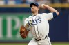 Tampa Bay Rays pitcher Steven Matz throws against the Detroit Tigers during the first inning of a baseball game Tuesday, June 2, 2026, in St. Petersburg, Fla. (AP Photo/Mike Carlson)