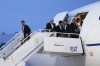 Iran's Ehsan Hajisafi, left, arrives with his teammates for the World Cup soccer tournament in Tijuana, Mexico, Sunday, June 7, 2026. (AP Photo/Gregory Bull)