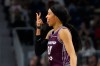Toronto Tempo forward Isabelle Harrison, right, celebrates her three-point basket against the Chicago Sky during fourth quarter WNBA action in Toronto, Sunday, June 7, 2026. THE CANADIAN PRESS/Frank Gunn