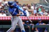 Kansas City Royals designated hitter Starling Marte hits a three-run home run against the Minnesota Twins during the fifth inning of a baseball game, Sunday, June 7, 2026, in Minneapolis. (AP Photo/Matt Krohn)