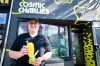 Sean Kady, owner of Cosmic Charlies, poses for a photograph holding a bong resembling the FIFA World Cup trophy outside his shop on Queen Street West in Toronto on Thursday, June 4, 2026. THE CANADIAN PRESS/Arlyn McAdorey