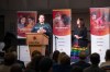 Niigaan Sinclair (left), with his daughter, Sarah Fontaine-Sinclair, at the renaming ceremony of École Sage Creek Bonavista to École Mazina-Giizhik in honour of his father, the late justice Murray Sinclair. (Brook Jones / Free Press)