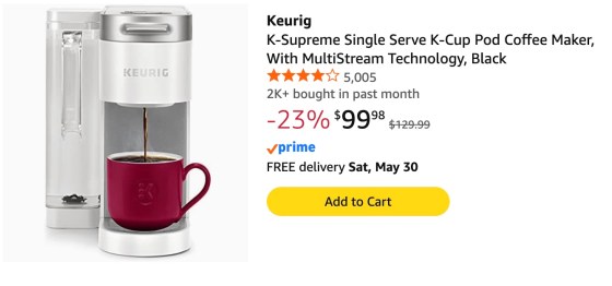 This same Keurig coffee maker is $189.99 at Canadian Tire. (Screenshot from Amazon.ca)