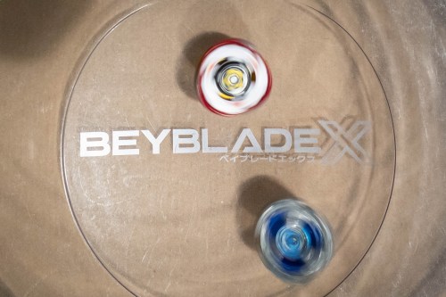 Beyblades battle during a Tournament in Richmond, B.C., on Sunday, May 3, 2026. THE CANADIAN PRESS/Ethan Cairns