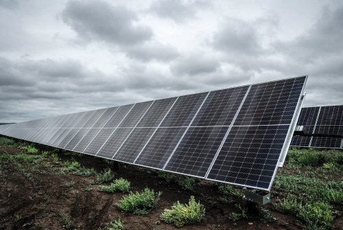 Solar panels are pictured in this file photo near Drumheller, Alta., Tuesday, July 11, 2023. THE CANADIAN PRESS/Jeff McIntosh