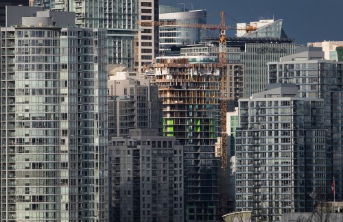 A condo tower under construction is pictured in downtown Vancouver on Feb. 9, 2020. THE CANADIAN PRESS/Darryl Dyck