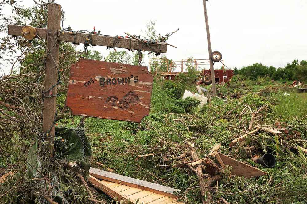 The home belonging to Brian and Bernadine Brown south of Rossburn, Manitoba on Monday after a powerful tornado hit the property.
