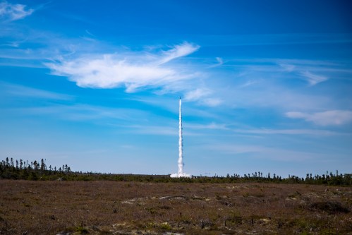 A suborbital launch from Maritime Launch Services' Spaceport Nova Scotia, near Canso, N.S., is seen on June 10, 2026, in this handout photo. THE CANADIAN PRESS/Handout — Maritime Launch Services Inc. (Mandatory Credit)