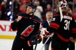Karl DeBlaker / THE ASSOCIATED PRESS FILES
                                Carolina Hurricanes&rsquo; Nikolaj Ehlers (left) is coming off the most productive points campaign of his career (71) and has netted four goals and has five assists in the playoffs.