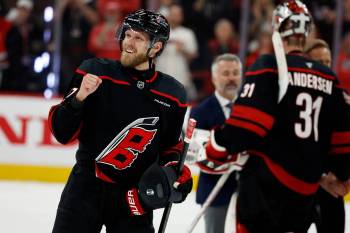 Karl DeBlaker / THE ASSOCIATED PRESS FILES
                                Carolina Hurricanes&rsquo; Nikolaj Ehlers (left) is coming off the most productive points campaign of his career (71) and has netted four goals and has five assists in the playoffs.