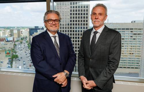 MIKE DEAL / FREE PRESS
                                (From left) Stuart Blake, CEO and Managing Partner of Fillmore Riley LLP and Jody Langhan, Executive Chair of Fillmore Riley at their offices at 360 Main Street. Reporter: Aaron Epp 260603 - Wednesday, June 03, 2026.