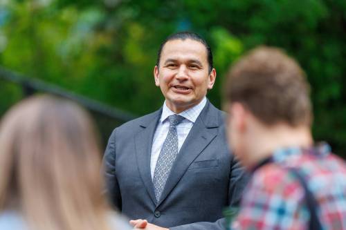 MIKE DEAL / FREE PRESS
                                Manitoba Premier Wab Kinew speaks on Wednesday at an event at Assiniboine Park Zoo.