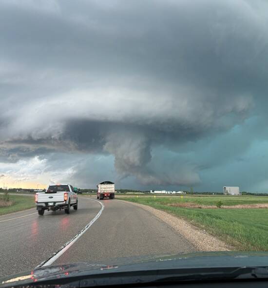 A huge cloud formation can be seen over Ste. Anne, Tuesday afternoon. (Quinn Cove photo)