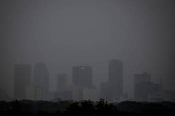 Heavy clouds were seen over Winnipeg as a storm rolled into southern Manitoba and tornados were reported in rural areas on Tuesday. (John Woods / Free Press)