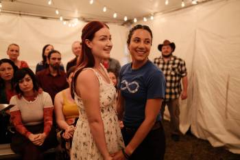 ELEVATION PICTURES
In Blood Lines, Chani (Derica Lafrance, left) is a newcomer to a Métis community seeking her
biological family; she is helped by Beatrice (Dana Solomon).