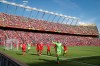 Canada goalie Erin McLeod, centre, waves as she leads her teammates around Commonwealth Stadium after defeating China during FIFA Women's World Cup soccer action in Edmonton on June 6, 2015. THE CANADIAN PRESS/Jeff McIntosh