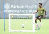 Canada midfielder Ali Ahmed runs a drill during Team Canada World Cup roster selection camp in Charlotte, N.C., on Wednesday, May 27, 2026. THE CANADIAN PRESS/Nathan Denette