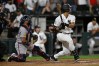 Chicago White Sox's Braden Montgomery watches his walk-off two-run home run in the 10th inning of a baseball game to defeat the Atlanta Braves in Chicago, Tuesday, June 9, 2026. (AP Photo/Paul Beaty)