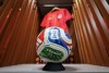 A Trionda match ball and a Canada soccer jersey are displayed in a locker in one of the team dressing rooms at B.C. Place stadium during a tour ahead of the FIFA World Cup, in Vancouver, on Monday, June 8, 2026. THE CANADIAN PRESS/Darryl Dyck