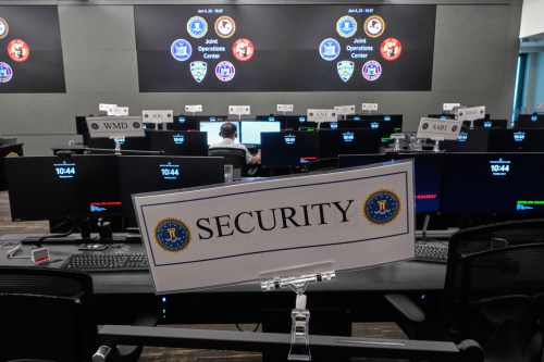 Rows of desks fill the FBI's Joint Operations Center in New York, Thursday, June 4, 2026, ahead of the World Cup soccer tournament. (AP Photo/Richard Drew)