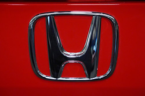 FILE - This is the Honda logo on a Honda Civic Sport Touring automobile on display at the Pittsburgh International Auto Show in Pittsburgh, Feb. 14, 2025. (AP Photo/Gene J. Puskar, file)