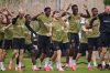 Canadian players warm up during a World Cup training session in Toronto on June 10, 2026. THE CANADIAN PRESS/Sammy Kogan