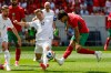 Norway midfielder Martin Odegaard (10) fights for the ball against Morocco forward Abde Ezzalzouli during an international friendly soccer match, Sunday, June 7, 2026, in Harrison, N.J. (AP Photo/Eduardo Munoz Alvarez)