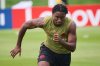 Canadian defender Moïse Bombito (15) sprints during a World Cup training session in Toronto on Tuesday, June 9, 2026. THE CANADIAN PRESS/Sammy Kogan