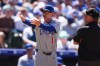 Chicago Cubs manager Craig Counsell, left, argues with second base umpire David Rackley after Chicago Cubs designated hitter Moisés Ballesteros hit into a double play in the sixth inning of a baseball game against the Colorado Rockies, Thursday, June 11, 2026, in Denver. (AP Photo/David Zalubowski)