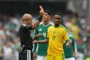 Referee Wilton Sampaio, of Brazil, show the red card to South Africa's Themba Zwane during the World Cup Group A soccer match between Mexico and South Africa in Mexico City, Thursday, June 11, 2026. (AP Photo/Silvia Izquierdo)