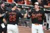 Baltimore Orioles' Pete Alonso (25) celebrates his two-run home run with Adley Rutschman (35) during the third inning of a baseball game against the Seattle Mariners, Thursday, June 11, 2026, in Baltimore. (AP Photo/Nick Wass)