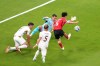 South Korea's Hwang In-beom, right, shoots and scores a goal against Czechia goalkeeper Matej Kovar during the World Cup Group A soccer match between South Korea and Czechia in Zapopan, near Guadalajara, Mexico, Thursday, June 11, 2026. (AP Photo/Moises Castillo)