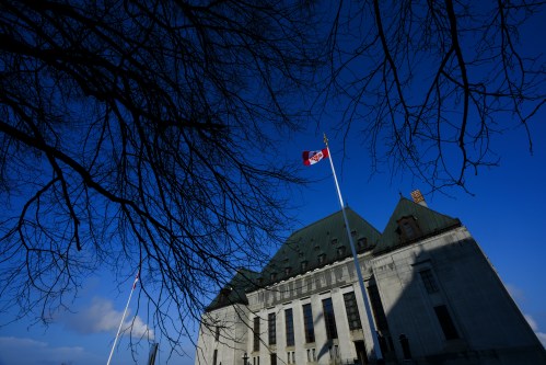 Morning sunlight hits the Supreme Court of Canada as the court hears appeals regarding Quebec’s secularism law, Bill 21, in Ottawa on Thursday, March 26, 2026. THE CANADIAN PRESS/Sean Kilpatrick