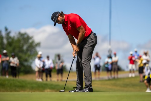 Matthew Anderson, of Mississauga, Ont., putts on the eighth hole during the second round of the RBC Canadian Open in Caledon, Ont., on Friday, June 12, 2026. THE CANADIAN PRESS/Nick Iwanyshyn