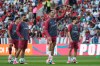 Portugal's Cristiano Ronaldo, center, warms up for an international friendly soccer match between Portugal and Nigeria in Leiria, Portugal, Wednesday, June 10, 2026. (AP Photo/Armando Franca)