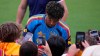 Spain's Lamine Yamal gives autographs during a training session, Saturday, June 6, 2026, in Chattanooga, Tenn., ahead of the World Cup soccer tournament. (AP Photo/Mike Stewart)