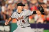 Detroit Tigers' Jack Flaherty (9) pitches in the first inning of a baseball game against the Cleveland Guardians in Cleveland, Friday, June 12, 2026. (AP Photo/Sue Ogrocki)