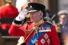 Britain's King Charles III salutes the troops outside Buckingham Palace during Trooping The Colour, the King's annual birthday parade, in London, Saturday, June 13, 2026. (AP Photo/Kirsty Wigglesworth)