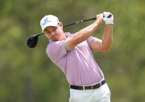 Bud Cauley tees off on the second hole during the third round at the RBC Canadian Open in Caledon, Ont., on Saturday, June 13, 2026. THE CANADIAN PRESS/Nathan Denette